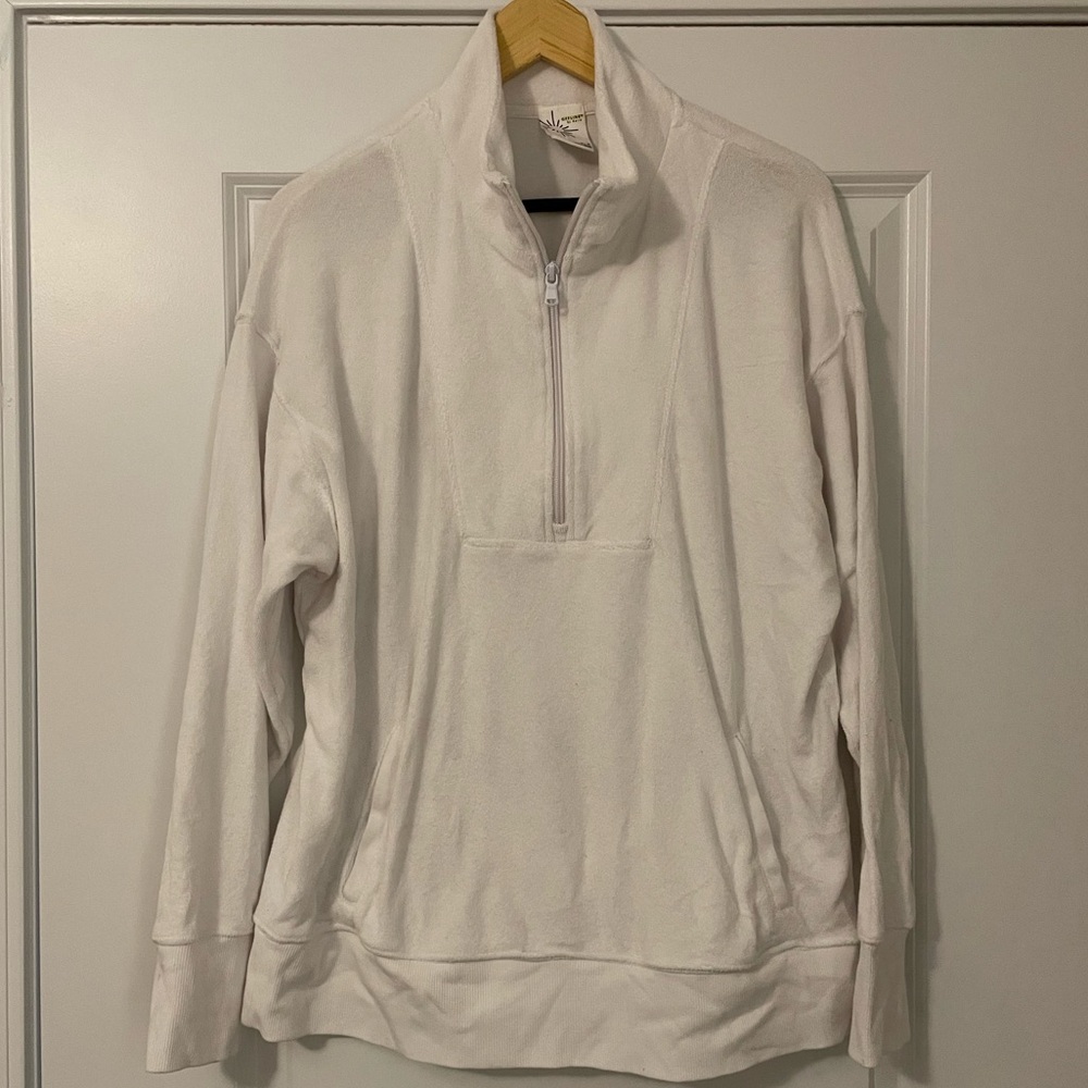 Offline by Aerie Terry Cloth Oversized Quarterzip White Sweater